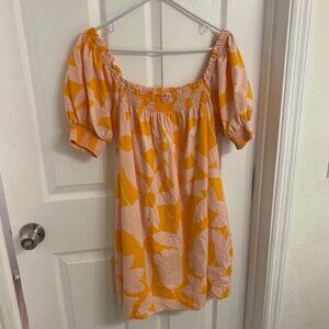 Free People Mila Floral Printed Mini Dress in Tangerine Combo Size L